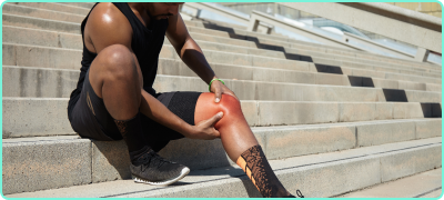 Atleta com joelho lesionado